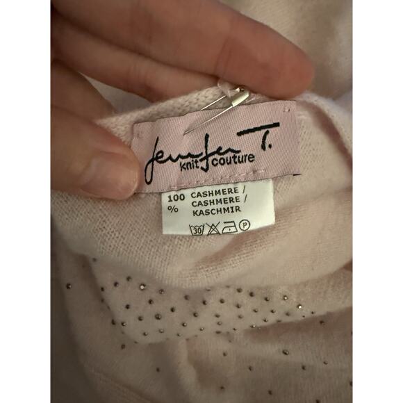 Jennifer T Tyler Cashmere Pink Studded Blanket Scarf Asymmetrical - Picture 3 of 3